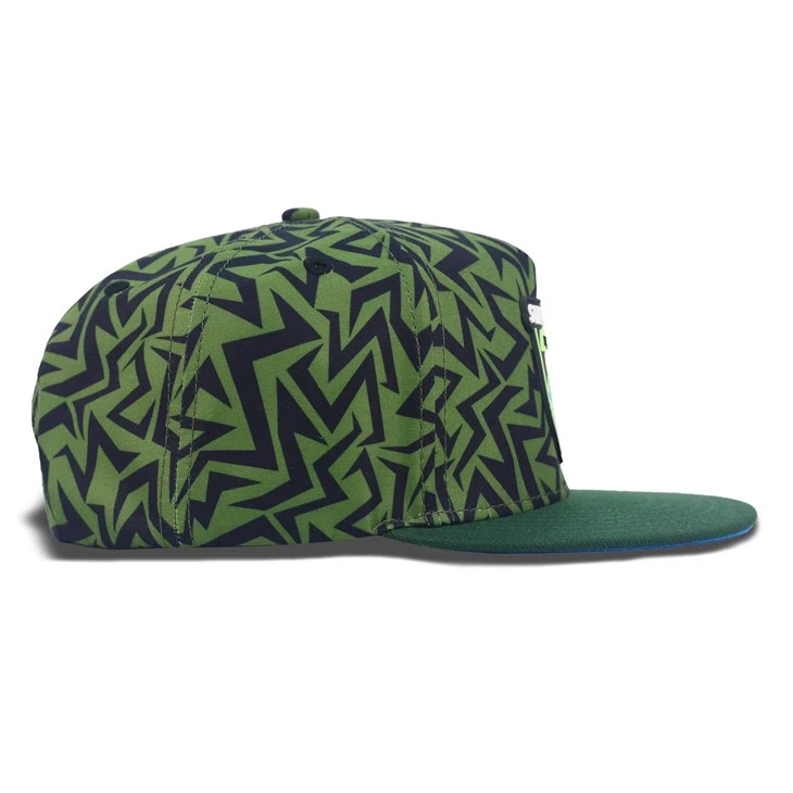 Green Cartoon Rocket Rubber Snapback Cap