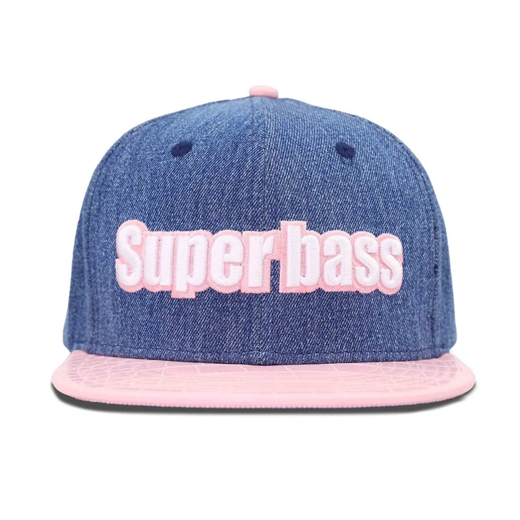 Pink Embroidery Denim Snapback Cap