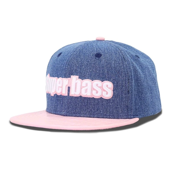 Pink Embroidery Denim Snapback Cap